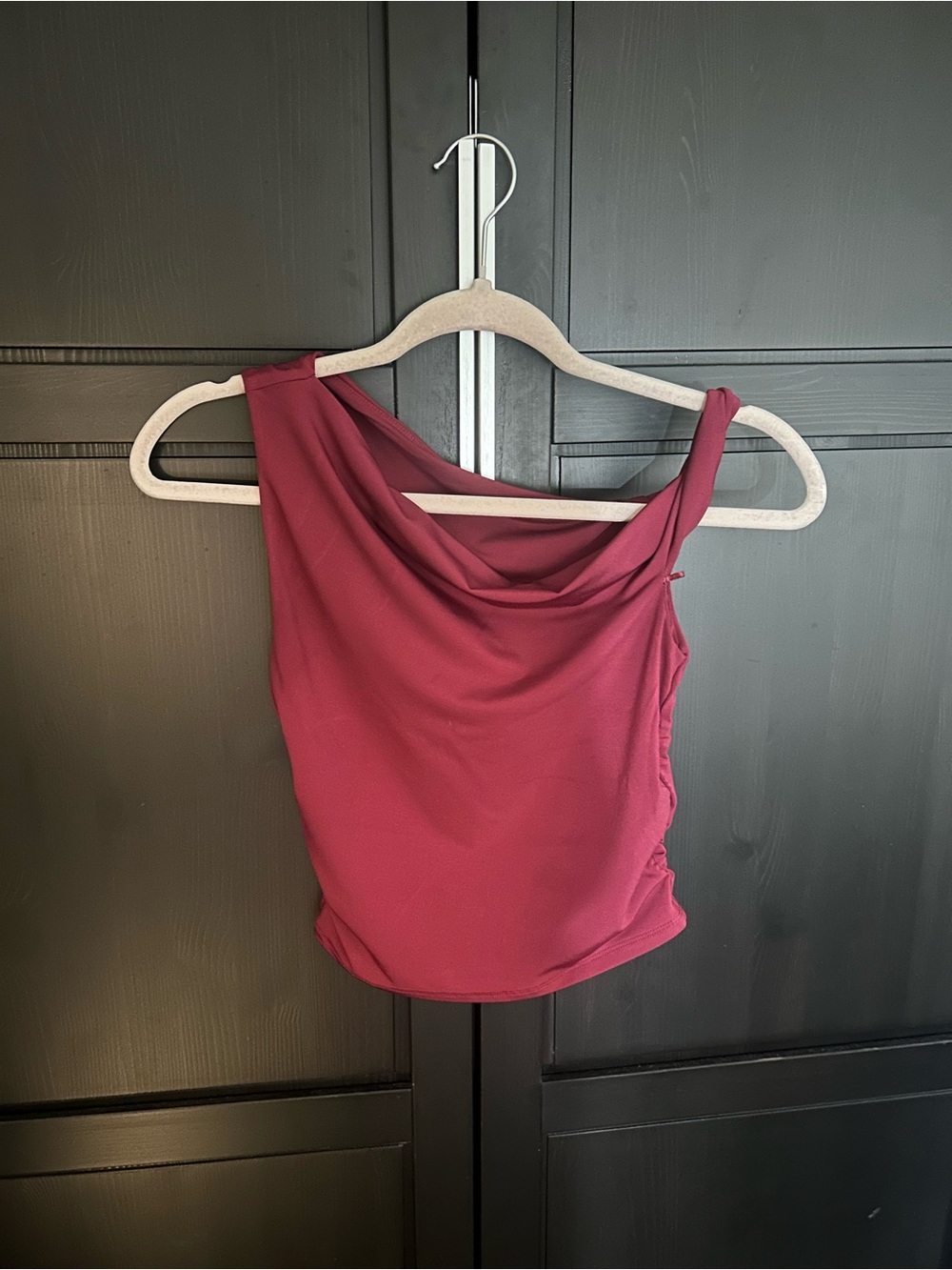 Women’s One-Shoulder Draped Tank Top - Wine